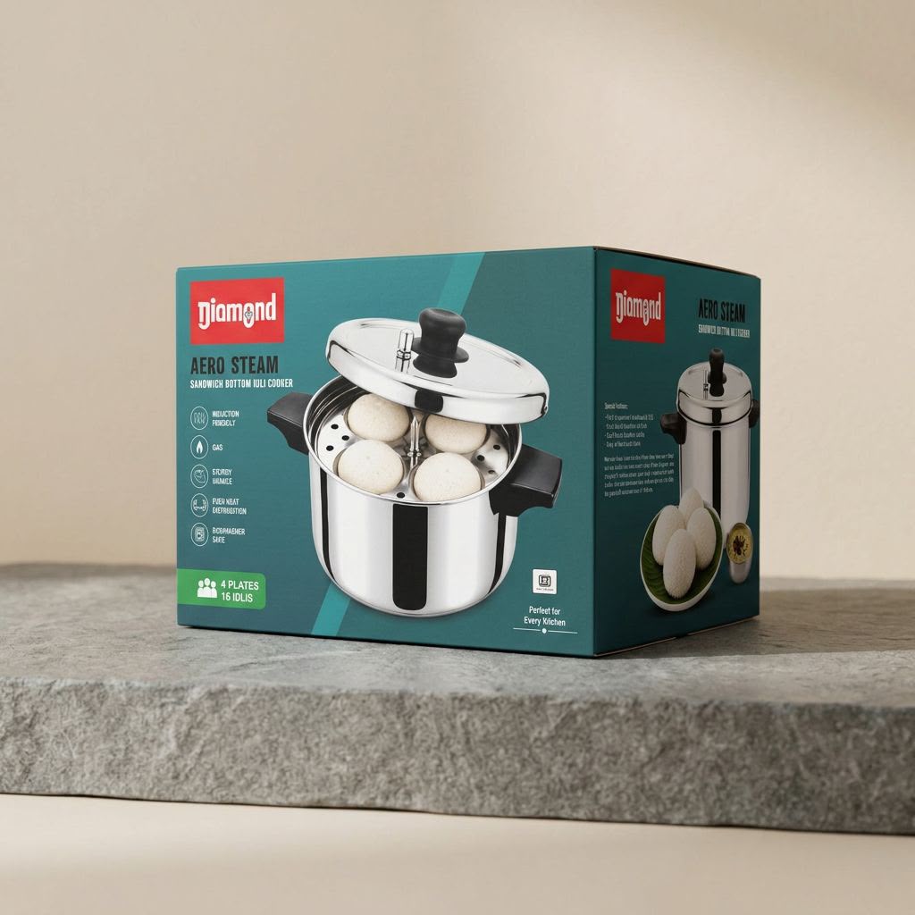 Aero Steam Sandwich Bottom Idly Cooker – 4 Plate